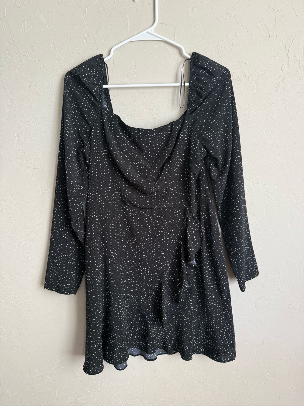Black Long Sleeve Dotted mini dress